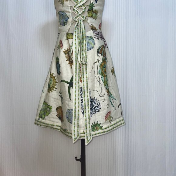 Alemais Sea Life Print Mini Dress - Cream - Picture 8 of 10